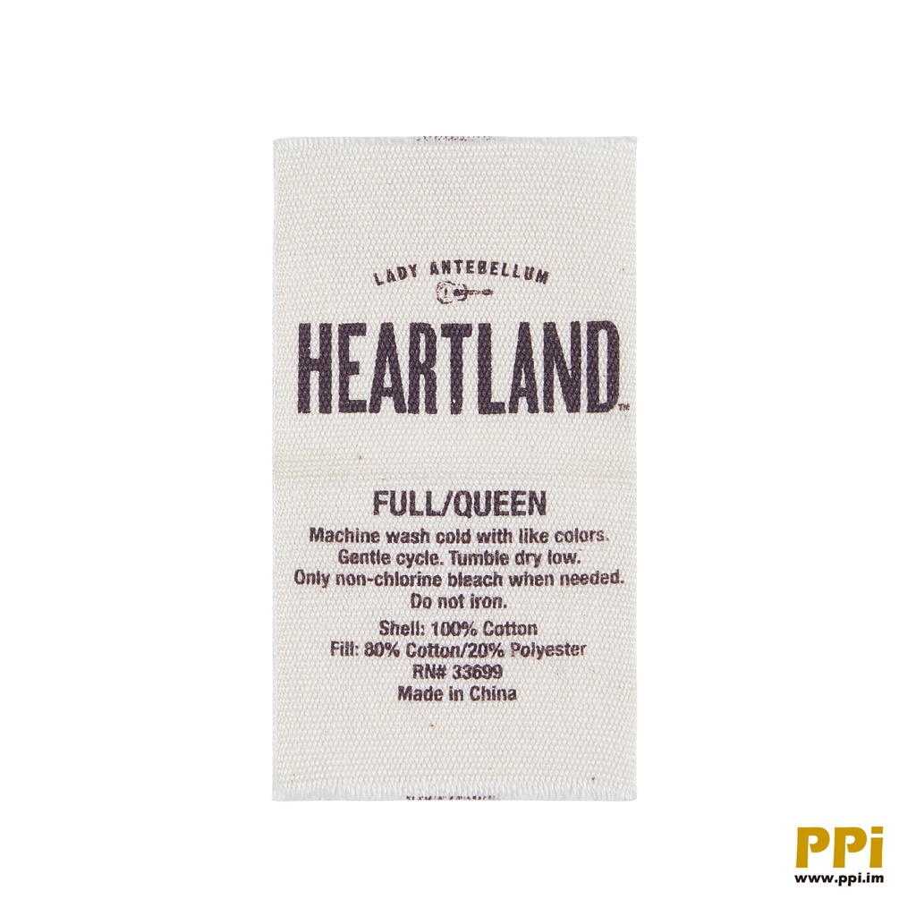 Heartland printed brand carelabel