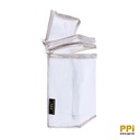 recycled PEVA bag for duvet&sheet with recycled linen pattern non-woven trim