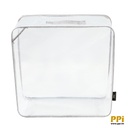 recycled PEVA bag for comforter with recycled linen pattern non-woven trim/handle